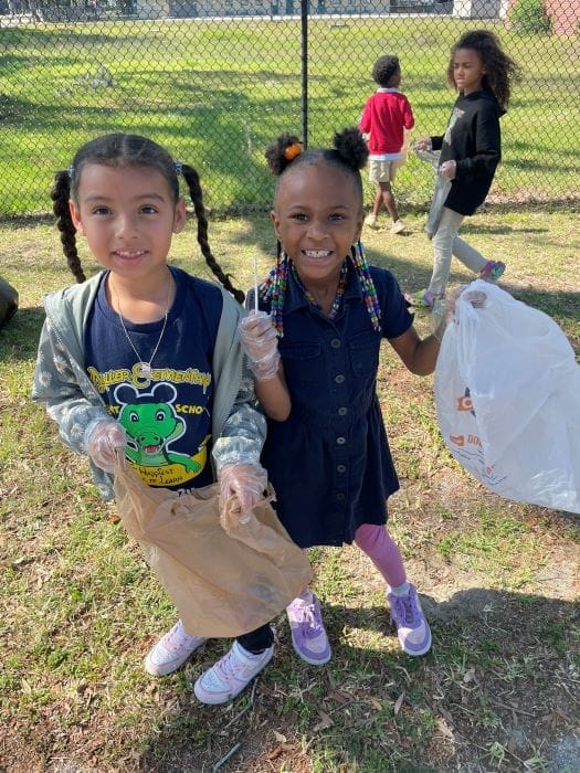 Muller Elementary Magnet students collecting trash
