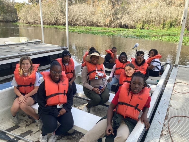 Sligh students on a boat