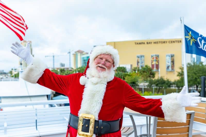Santa poses on the Yacht StarShip for Breakfast with Santa in Tampa Bay - Image from Yacht StarShip