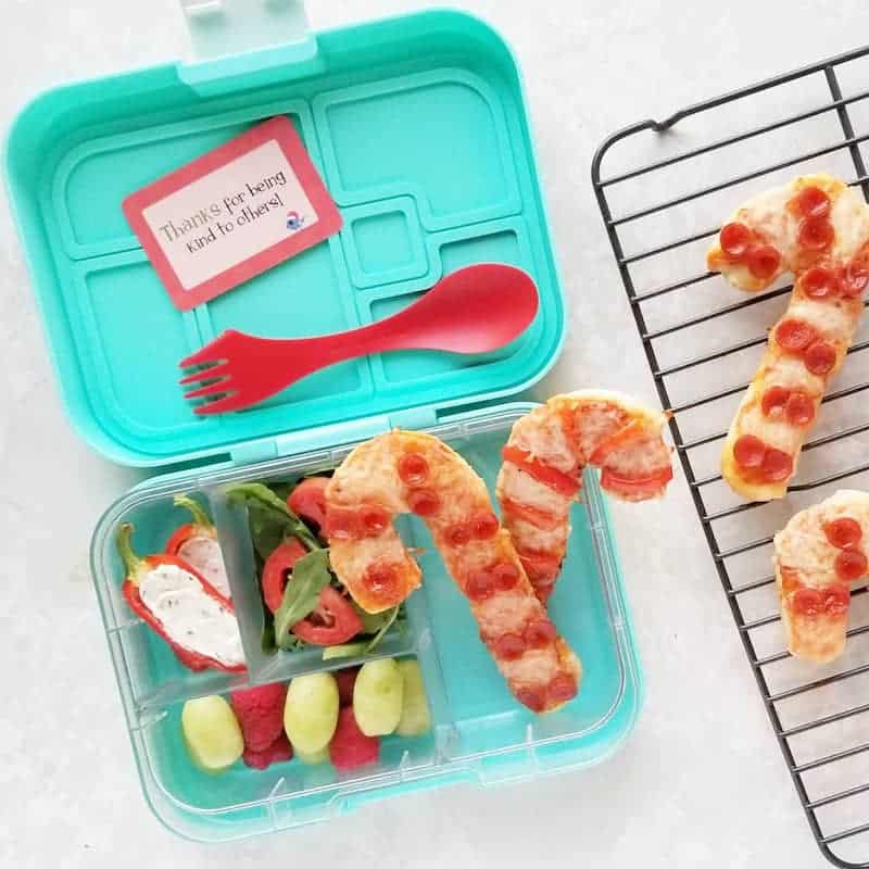 pizza candy canes holiday lunch box ideas with @lunchboxmafia