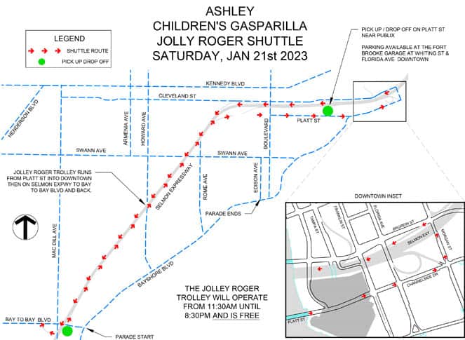 Children's Gasparilla Jolly Trolley Route