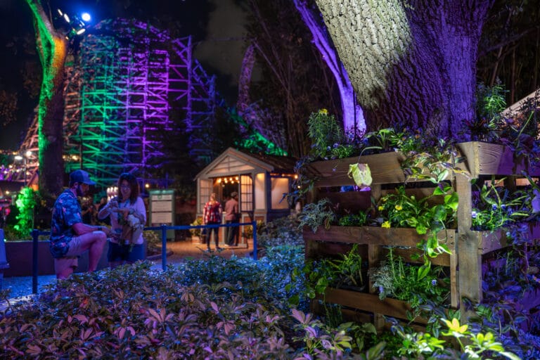 Busch Gardens Food Wine and Garden Festival Gardens and greenhouse-inspired food cabin. Photo by Laura Byrne.