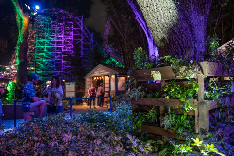 Busch Gardens Food Wine and Garden Festival Gardens and greenhouse-inspired food cabin. Photo by Laura Byrne.