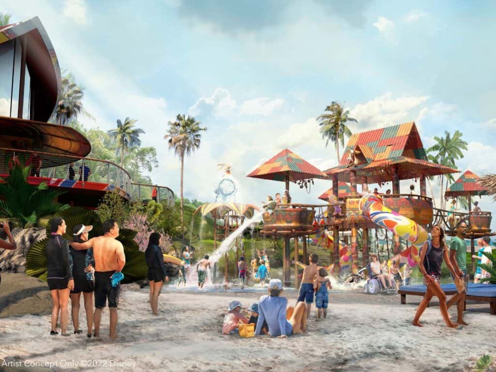 Water play area artist concept for disney cruise line's new Lighthouse Point island