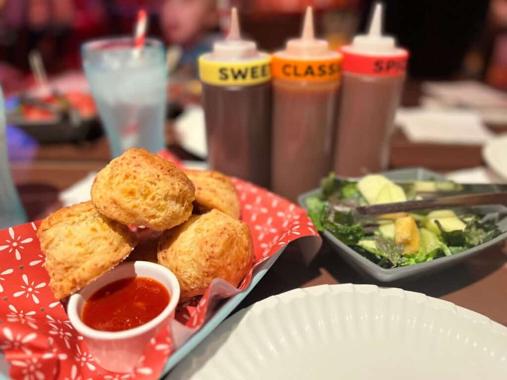 Biscuits and Salad at Roundup Rodeo BBQ at Disney World