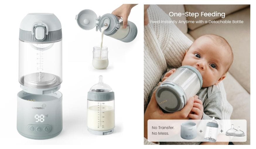 Portable Bottle Warmer from Grownsy makes feeding baby on the go simple