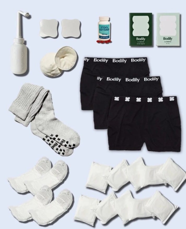 the Care for Birth Box from Bodily comes with everything a new mom needs