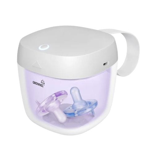 Sanitize your baby's pacifier on the go with this easy solution from Grownsy