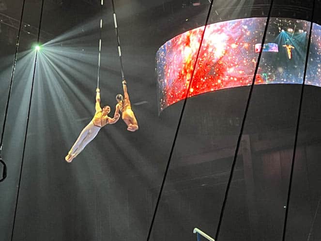 RIngling and Barnum & Bailey Circus aerial display and video monitor