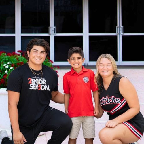 Three students outside Carrollwood Day School