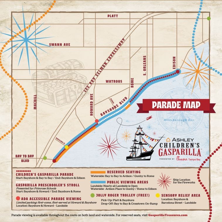 Children's Gasparilla parade map