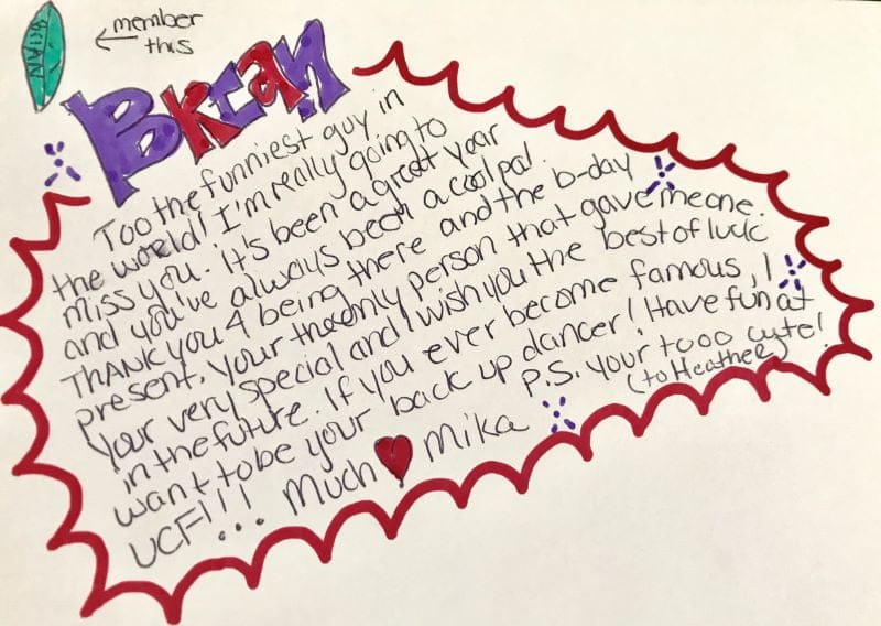 Mika and Brian Kleinschmidt high school yearbook signature