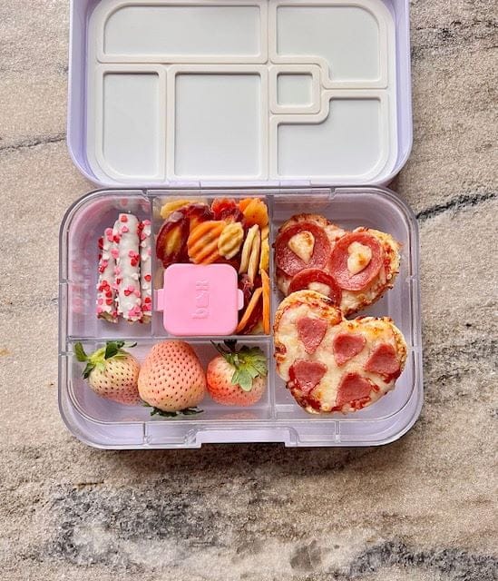Valentine's Day lunchbox ideas heart pizzas