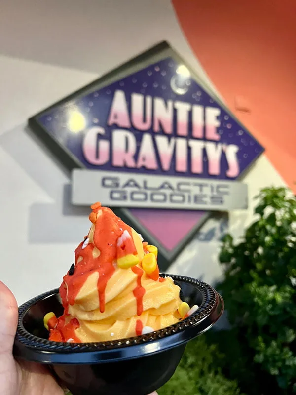 Sweet Corn Sundae at Mickey's Not So Scary Halloween Party found at Auntie Gravity's in Tomorrowland.