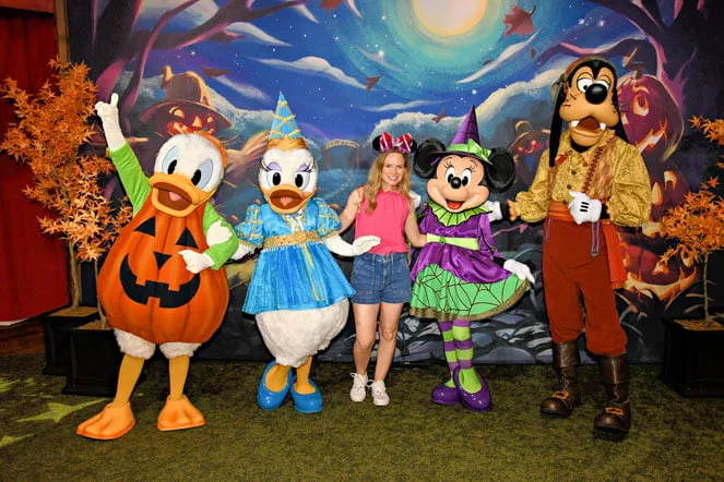 Minnie, Goofy, Donand and Daisy at Mickey's Not So Scary Halloween Party 2024.