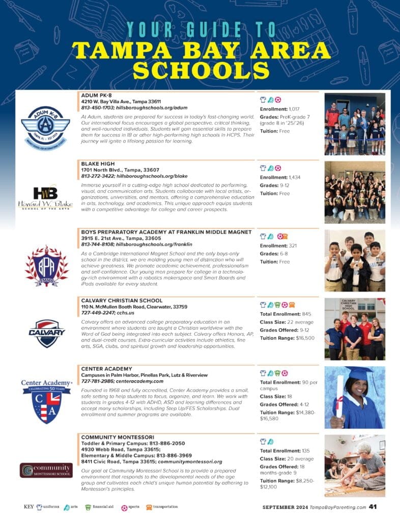 Special Advertising Section: Guide to Tampa Bay Schools