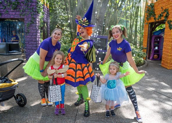 Halloween Harvest at Busch Gardens Tampa Bay kids with Kandy the witch
