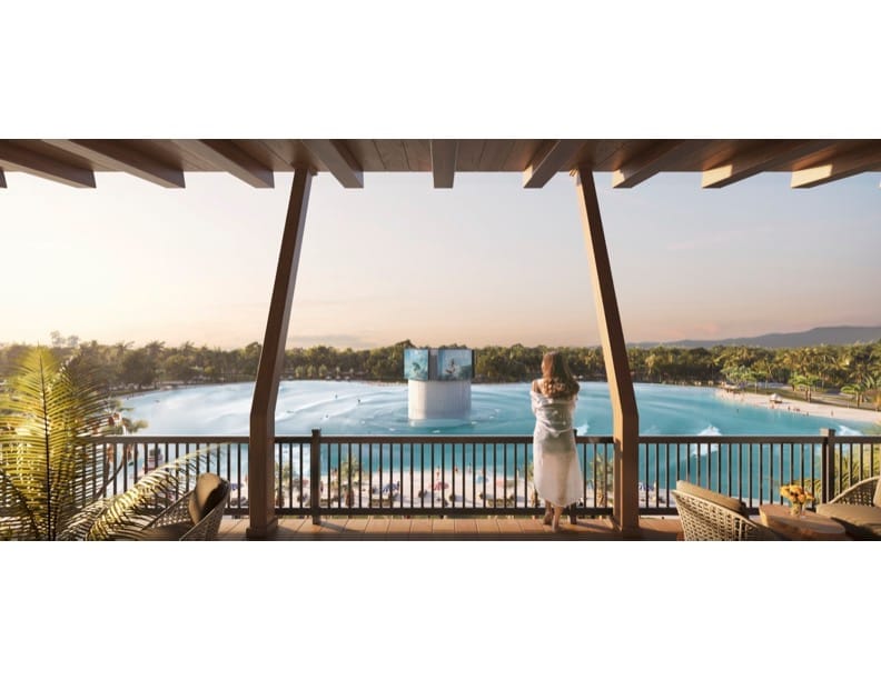 Peak Surf Park rendering of lagoon from balcony