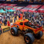 Monster Jam truck in arena for Pit Party.
