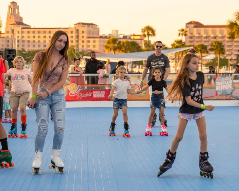 Kids roller skating at the Rockin' Roller Rink at the St. Pete Pier