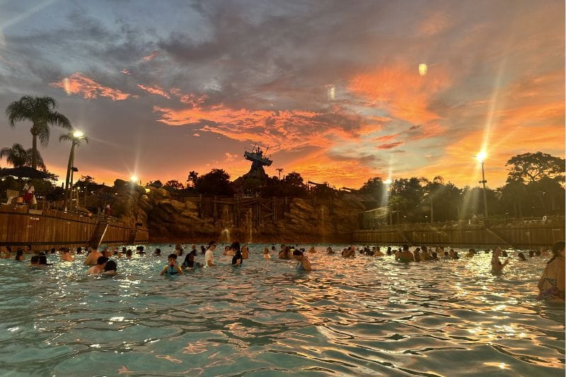 Typhoon Lagoon's Wave Pool at Sunset