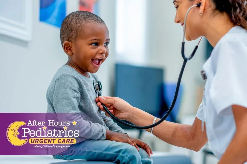 Little boy visiting a clinician at After Hours Pediatrics Urgent Care.
