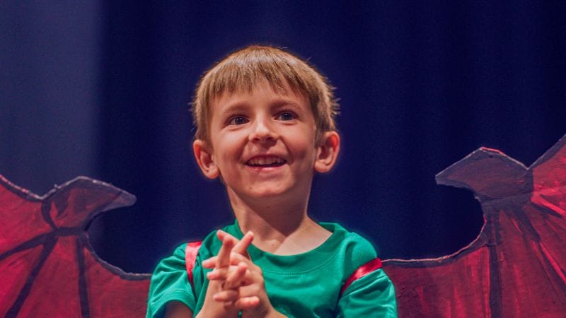 camper playing a dragon at Ruth Eckerd Hall's Marcia P. Hoffman School of the Arts summer camps