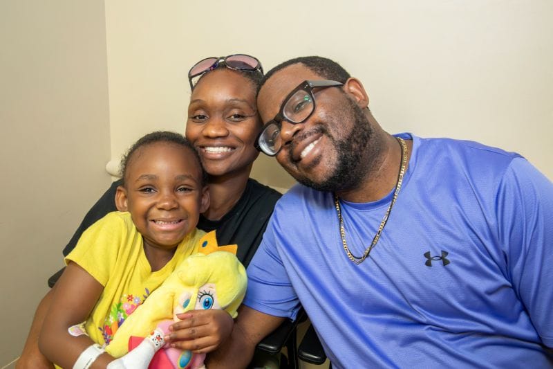 aliyah and her family, who was cured of sickle cell disease at Johns Hopkins All Children's Hospital