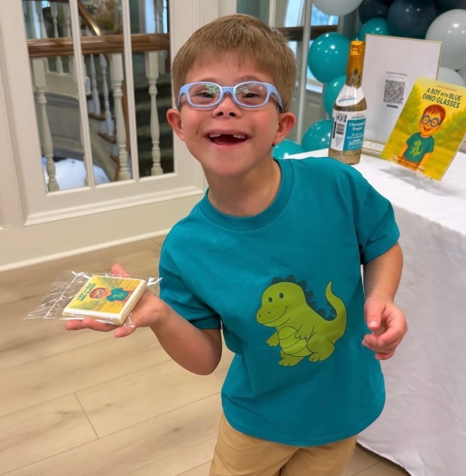 A Boy With Blue Dino Glasses