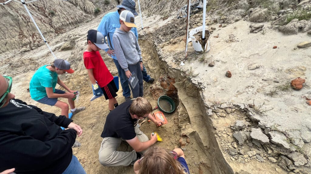 Will Stein teaching us how to use the tools and the techniques needed to unearth dinosaur bones.