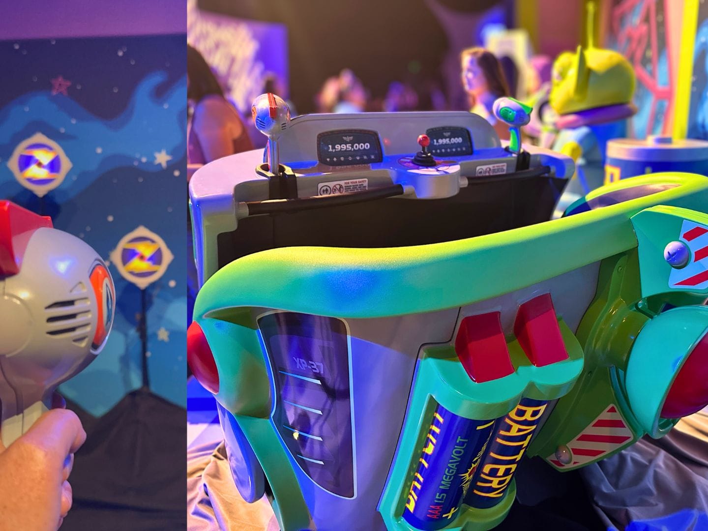 Media event showing new ride vehicle and blaster for Buzz Lightyear Space Ranger Spin - image by Dani Meyering