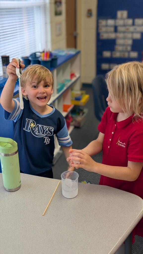 Students completing science project