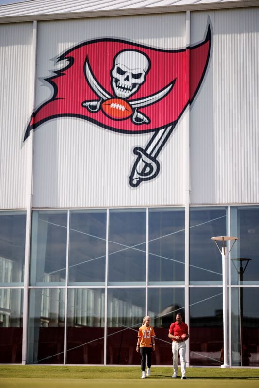 Emme and Martin Gramatica at the Tampa Bay Buccaneers practice facility