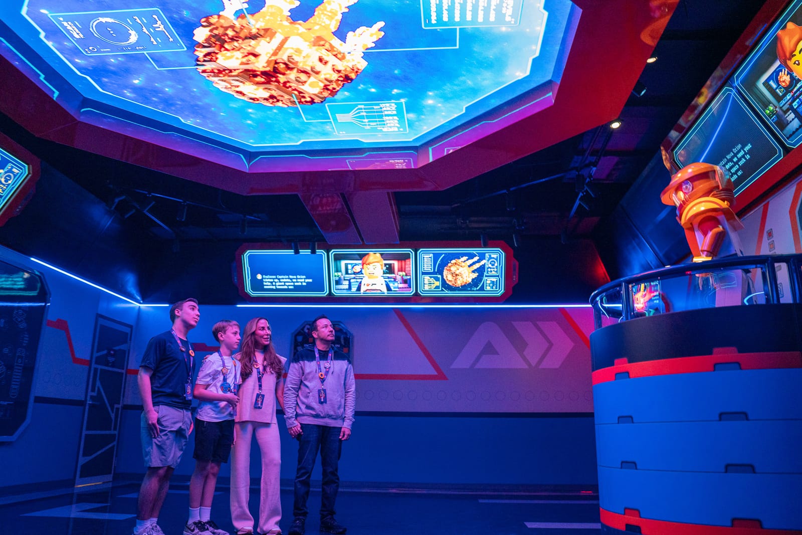Backstreet Boys member Howie Dorough and family in the Briefing Room of Galacticoaster at LEGOLAND Florida Resort.