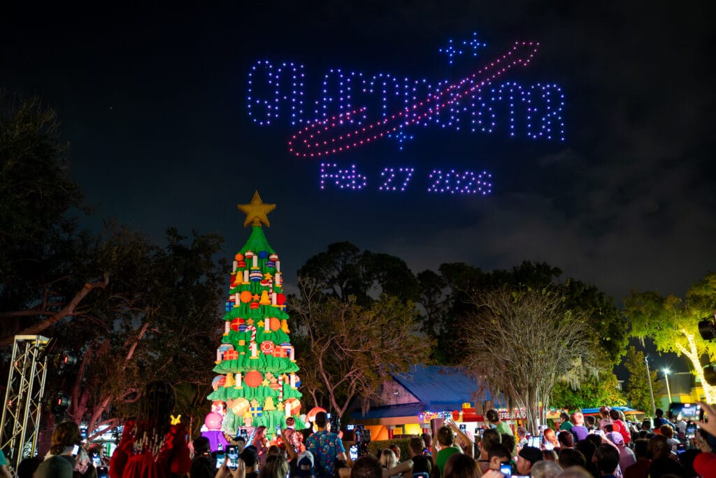 drones announcing opening date of Galacticoaster at LEGOLAND Florida Resort