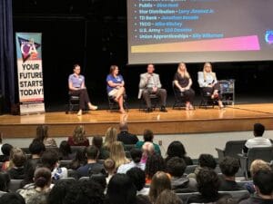 Panel of speakers at Future Academy Careers assembly