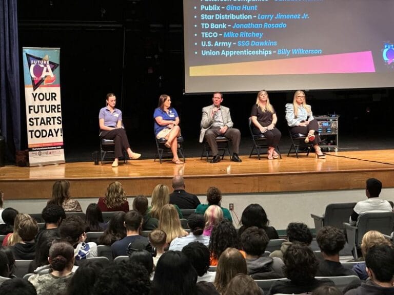 Panel of speakers at Future Academy Careers assembly