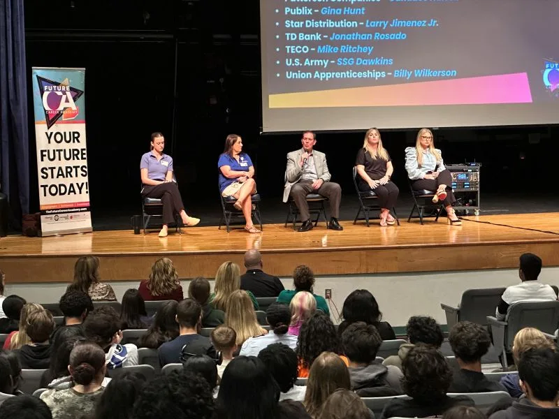 Panel of speakers at Future Academy Careers assembly