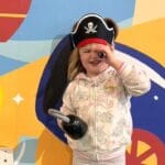 Girl dressed as pirate at Glazer Children's Museum for Pirate Invasion