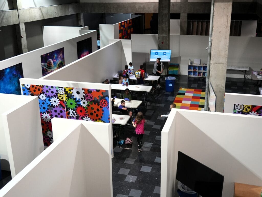 Campers in MOSI's new Center for STEAM Learning classrooms.