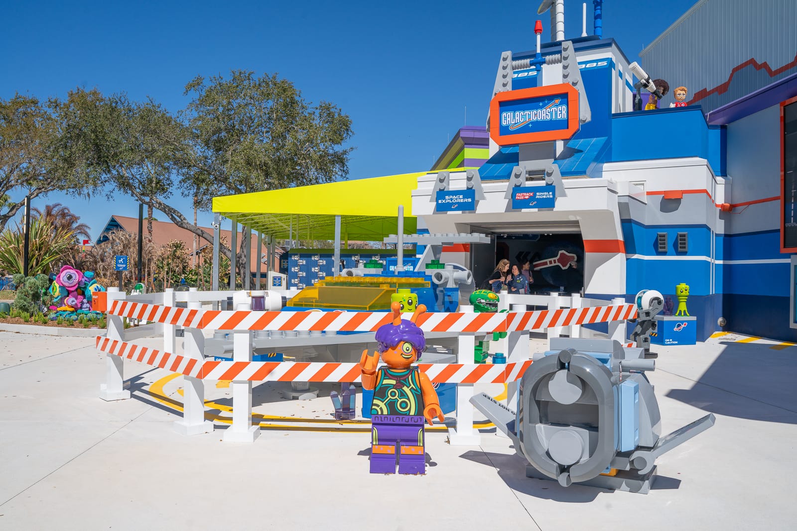 Outside look at Galacticoaster at LEGOLAND Florida Resort.
