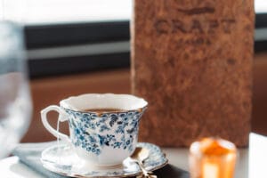 Afternoon Tea on Craft in Tampa. Tea cup with Craft menu.