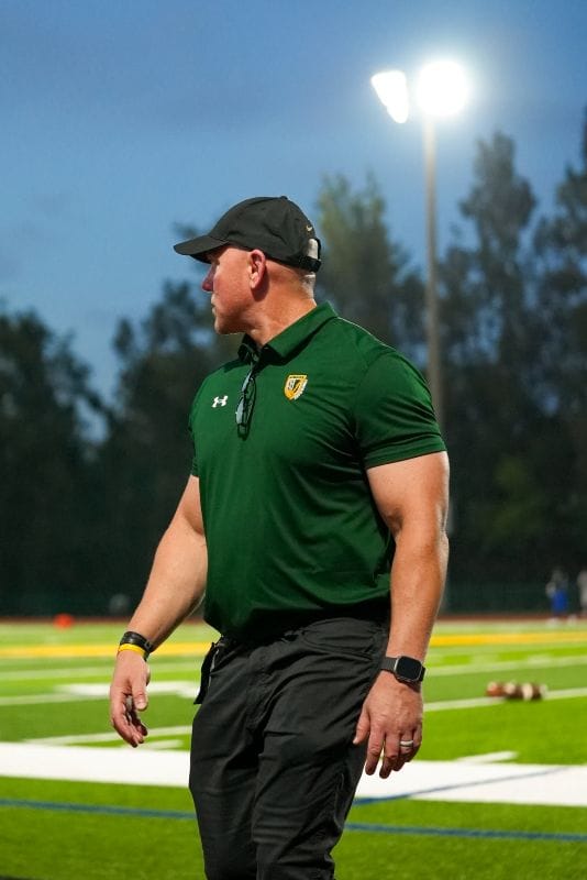 Kevin Perez coaching on the field at Shorecrest Prep