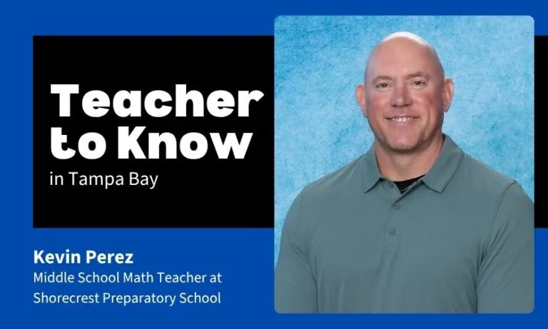 Kevin Perez, teacher at Shorecrest Preparatory School, poses for a photo