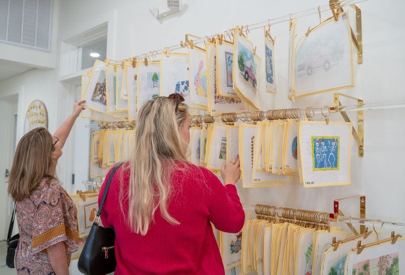Shoppers inside Sunshine Needlepoint