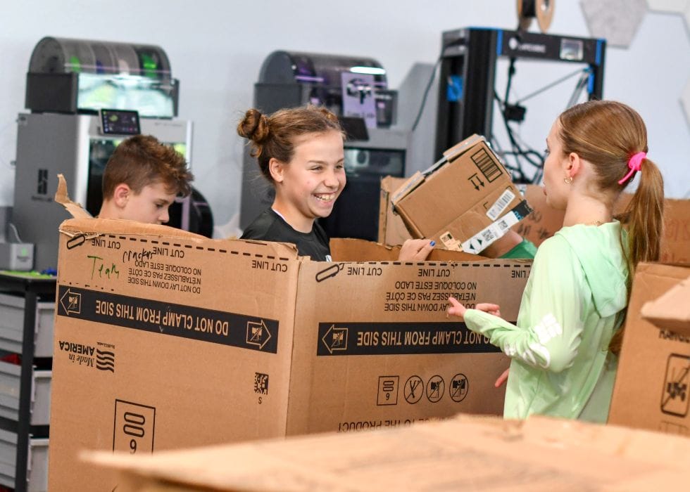 Corbett Prep Students creating a Fort