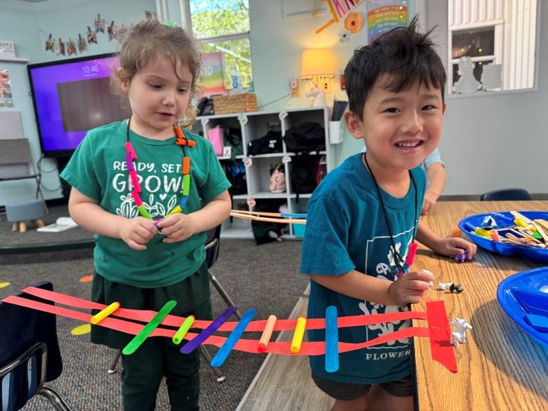 Corbett Prep Students creating a bridge