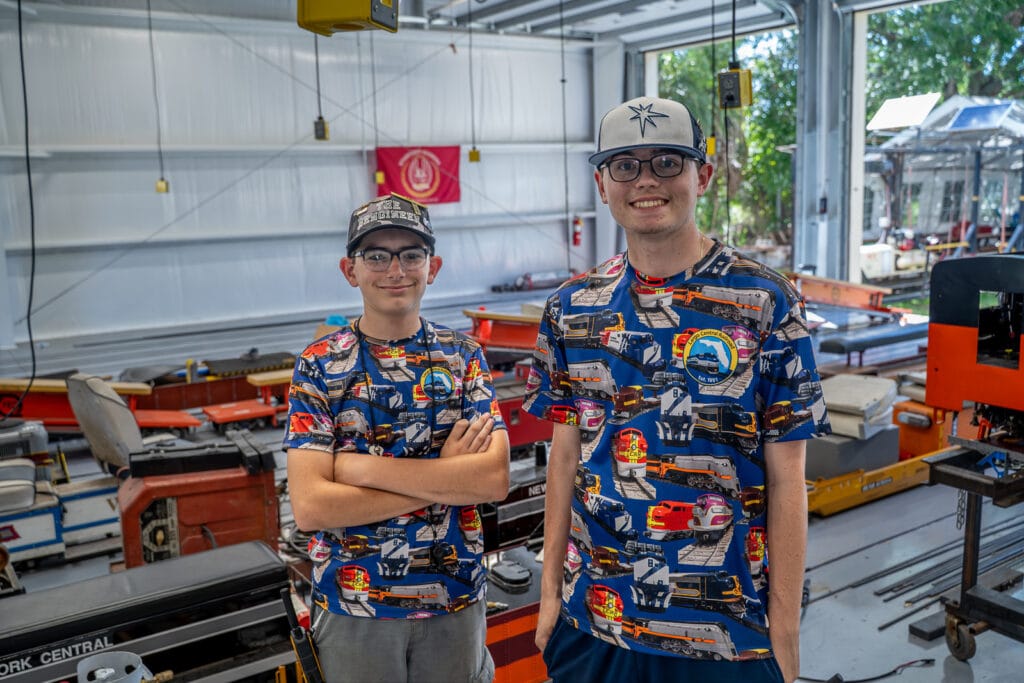 Largo Central Railroad youth volunteers Benjamin Barbaro and Santino Jones. 