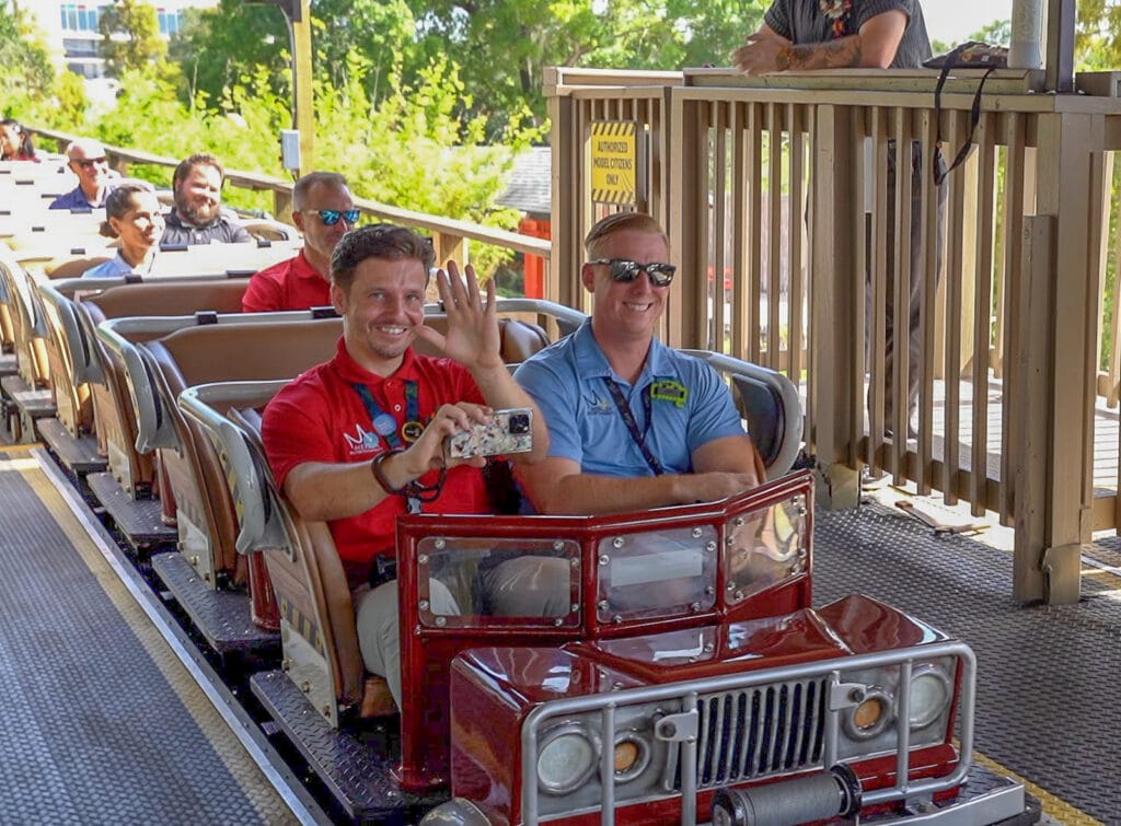 Andrew Walker snags a front row seat on Coastersaurus and brought our phone for a POV since he had the right safety gear.