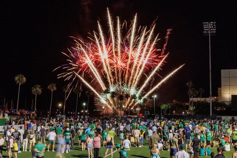 Fireworks after a Tampa Bay Rowdies game